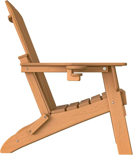 Miniatura 10 de Plawdlik Adirondack Juego de 2 sillas plegables, probadas por SGS, textura de madera con portavasos, polietileno de alta densidad resistente a todo