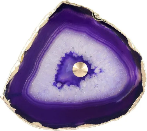 Miniatura 3 de Rockcloud Pomos de ágata morada para cajón, tiradores para armario de aparador, rebanada teñida con pomos de borde chapados en oro para decoración