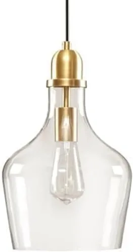 INK+IVY Auburn - Iluminación colgante para comedor, luces industriales de cocina, lámpara colgante con forma de campana de vidrio soplado a mano