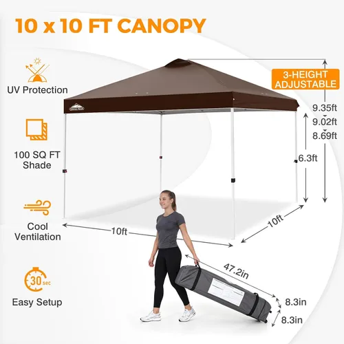 Miniatura 346 de EAGLE PEAK Tienda de campaña desplegable con bolsa de transporte con ruedas, 8 estacas, 4 cuerdas, 4 bolsas de peso, toldo de tienda de campaña