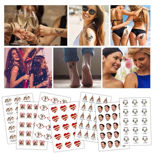 Miniatura 6 de Tatuajes temporales personalizados para la cara, tatuajes faciales personalizados con nombre de foto, logotipo, texto, calcomanía de tatuaje falsa