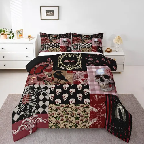 Miniatura 32 de Castle Fairy Juego de edredón con diseño de gato lindo para niños, tamaño twin, juego de ropa de cama con hojas de flores, luna, noche y cielo