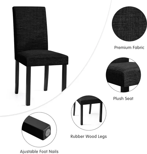 Miniatura 4 de CHUN YI Juego de 2 sillas de comedor tapizadas, sillas de comedor de tela con patas de madera maciza, sillas Parson modernas para cocina