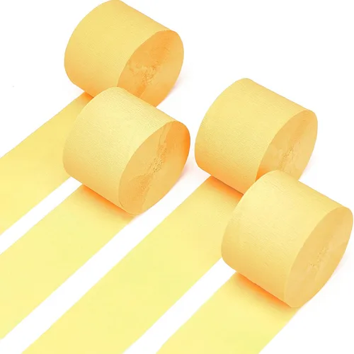 Miniatura 55 de Serpentinas de papel crepé PartyWoo, 4 rollos de 328 pies, paquete de papel crepé negro y dorado para fiesta, boda, cumpleaños, decoraciones