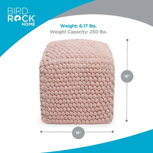 Miniatura 2 de BIRDROCK HOME - Taburete de puf redondo con diseño otomano – Puf de punto – Cuerda trenzada de algodón – Ideal para la sala de estar, dormitorio