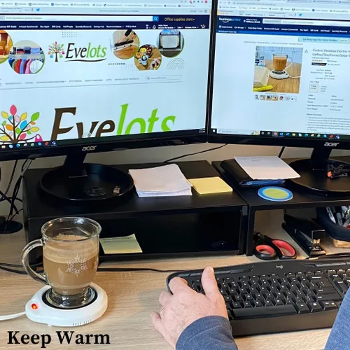 Miniatura 3 de Evelots Calentador eléctrico de tazas de escritorio, placa de calentamiento de velas, calentador de taza de café, también ideal para té caliente