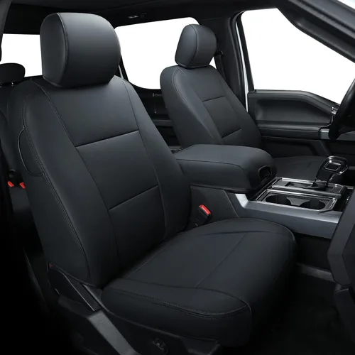 Covertopia Fundas de asiento de piel sintética F150, ajuste personalizado para Ford F150 SuperCrew 2015-2024 2025 y 2017-2024 2025 F250 F350 F450