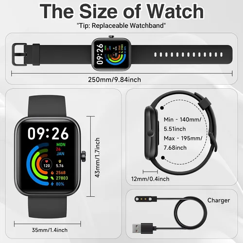 Miniatura 9 de Reloj inteligente para mujeres y hombres con llamada Bluetooth, reloj inteligente integrado con Alexa, reloj de fitness con dial DIY de 1.83