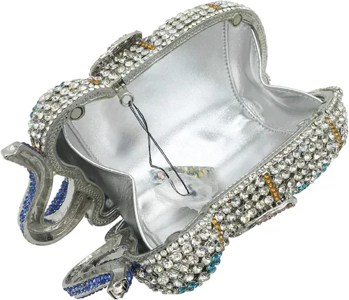 Miniatura 6 de Elefante noche Embragues Bolsas Metal Cristal Embrague Minaudiere Boda Nupcial Bolsos y Bolsos