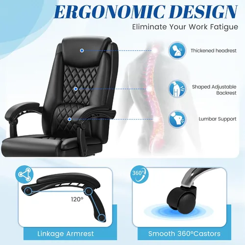 Miniatura 4 de Furmax Silla de oficina con reposapiés, diseño ergonómico de respaldo alto, silla ejecutiva de escritorio para computadora, 400 libras, sillas