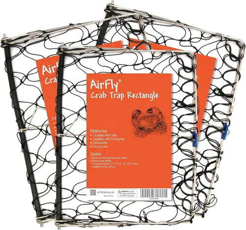 Miniatura 10 de AirFly Foldable Castable Crab Trap - Crab Hawk & Crab Jaw Star Trap with Bait Clip - Portable Fishing Rod Crab Pot for Blue Crabs & Dungeness