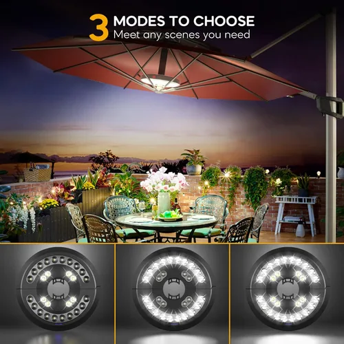 Miniatura 2 de Paquete de 2 luces Eletorot para sombrilla de patio, luces recargables al aire libre para decoración de patio, luces de mesa de patio, luz de poste