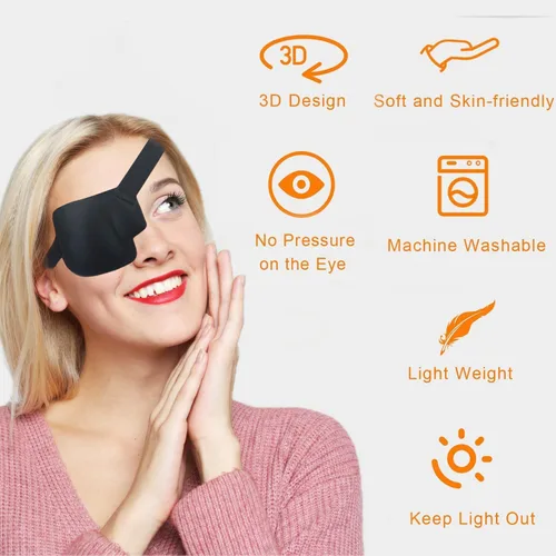 Miniatura 7 de Parche para ojos 3D, parches médicos para adultos y niños, parches para ojos perezosos para ambliopía 3D para ojo derecho Negro