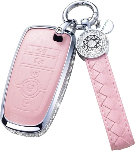 Miniatura 13 de Funda para Llave Honda con Llavero, Carcasa Protectora de Cuero Genuino Rosa con Cristales Compatible con Honda Accord Civic CRV Pilot Odyssey 2022