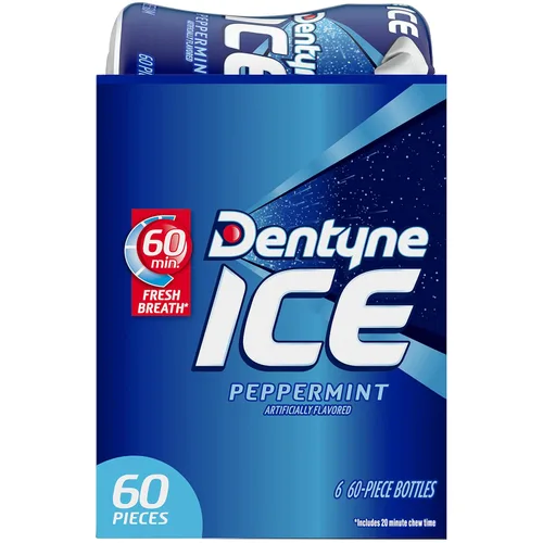 Miniatura 10 de Dentyne Ice Peppermint - Goma de mascar sin azúcar, 6 botellas de 60 piezas (360 piezas en total)