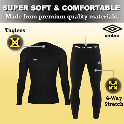 Miniatura 2 de Umbro Conjunto de capa base para hombre, parte superior e inferior, camisas de compresión para hombres, pantalones de compresión para hombre