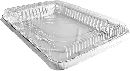 Miniatura 8 de PACTOGO Bandeja de papel de aluminio para tartas de tamaño 1/4 con tapa de cúpula baja transparente, 12.75 pulgadas de largo x 8.75 pulgadas