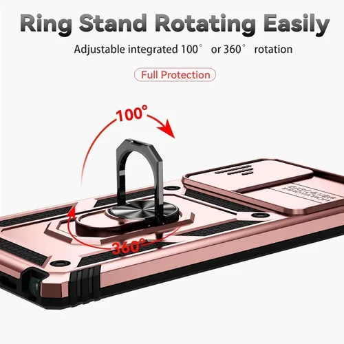 Miniatura 5 de Funda para Galaxy Note 20 5G, Samsung Note 20 SM-N981U con protector de pantalla de vidrio templado y cubierta de cámara deslizante, anillo Oro Rosa