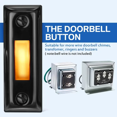 Miniatura 6 de Dreyoo Botón de timbre de puerta de metal, botón de timbre de puerta con cable de metal resistente con luz LED montada en la pared, botones
