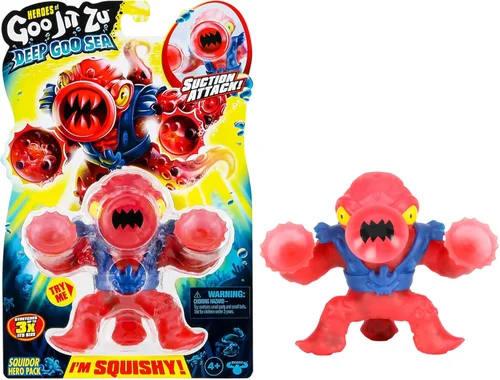 Heroes of Goo Jit Zu Paquete de héroes de Goo Profundo Sea Squidor. Juguete súper blando, lleno de goo. Con función de ataque por succión. ¡Estíralo