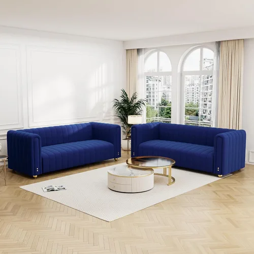 Miniatura 13 de Sofá capitonado Chesterfield de terciopelo tapizado de 81 pulgadas de ancho, 3 plazas, cómodo sofá para sala de estar, dormitorio, oficina, Negro