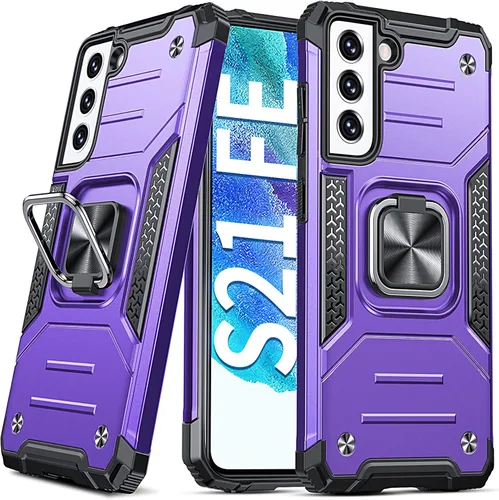 Miniatura 21 de Anqrp Funda para Galaxy S22 Ultra, Funda Protectora de Teléfono de Grado Militar con Soporte Plegable de Anillo de Metal Giratorio