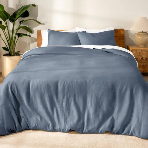 Miniatura 10 de Bare Home Funda nórdica tamaño Queen - 100% lino europeo - transpirable y duradera - Funda nórdica con fundas de almohada