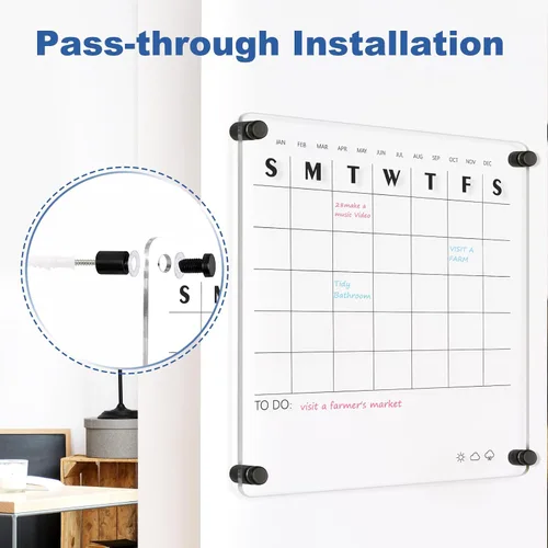 Miniatura 4 de Pizarra Blanca Acrílica para Pared, Pizarra Blanca Semanal Transparente de 12" x 12", Pizarra Blanca de Planificación Semanal Pequeña para Pared