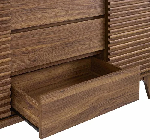 Miniatura 9 de Modway Render - Mueble moderno de mediados de siglo para mesa de bufé o TV de 160 cm, color nogal