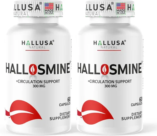 Hallusa Natural Hallosmine Diosmina Circulación y Soporte de Venas para Hinchazón y Piernas Pesadas, Venas visibles, Flujo sanguíneo, Drenaje