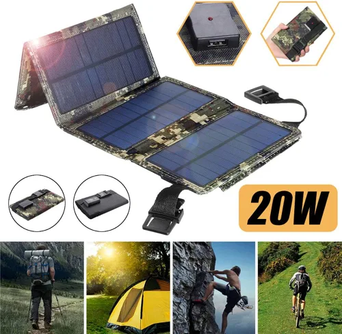 Miniatura 5 de Panel solar de carga de 10 W 5 V, bolsa plegable solar, panel de carga portátil al aire libre para teléfono móvil o mini ventilador, con un cable