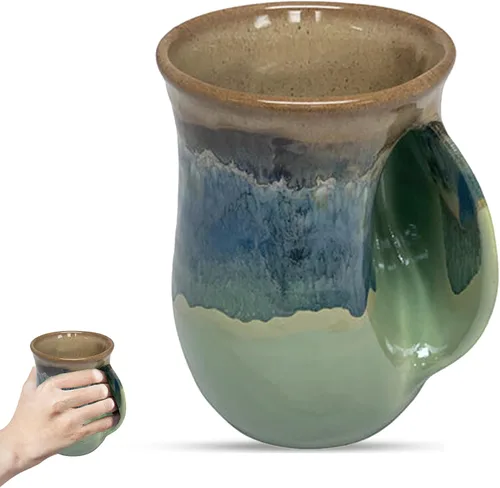 Miniatura 43 de Clay in Motion - Taza calentadora de manos para diestros, diseño Desert Sand