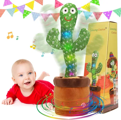 Emoin - Juguete de cactus que baila y habla para bebés, niños y niñas, juguetes de cactus que cantan, imitan, graban y repiten lo que dices
