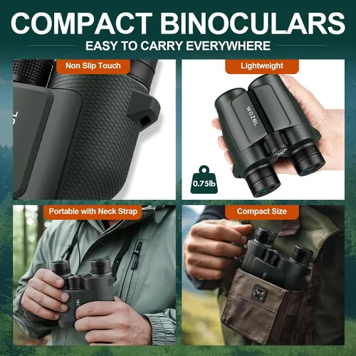 Miniatura 5 de WOZEL - Binoculares compactos de 15 x 32 pulgadas para adultos y niños, binoculares pequeños de alta potencia para observación de aves, caza