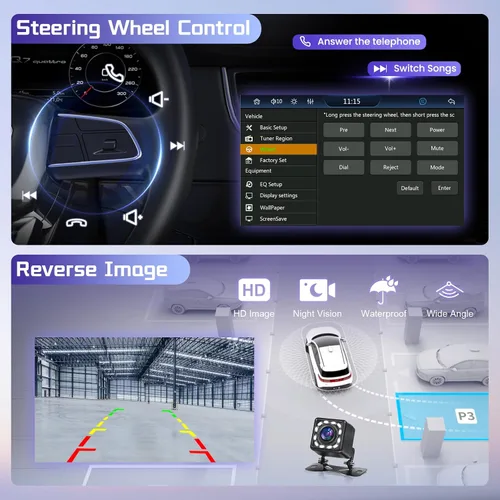 Miniatura 5 de Rimoody Estéreo inalámbrico de doble DIN Carplay para automóvil, Android Auto, pantalla táctil de 7 pulgadas, radio de coche de 2 DIN con enlace