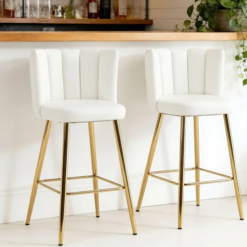Miniatura 20 de Velvet - Taburetes de bar de 30 pulgadas de altura, juego de 2 taburetes de cocina modernos tapizados, taburetes de mostrador con patas de metal