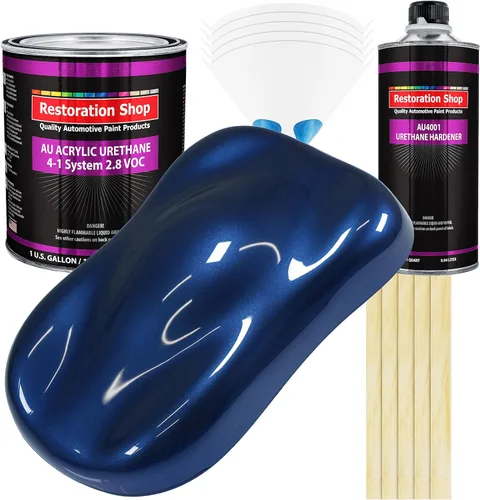 Restoration Shop - Pintura de auto de uretano acrílico Daytona Blue Metálico - Kit completo de pintura de galón - Recubrimiento profesional de un