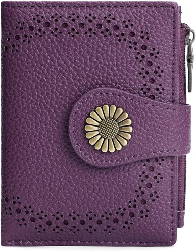 Miniatura 21 de SENDEFN - Carteras pequeñas para mujer, cartera compacta con bloqueo RFID, de cuero, plegable, con bolsillo para monedas y cierre, A-baby Azul