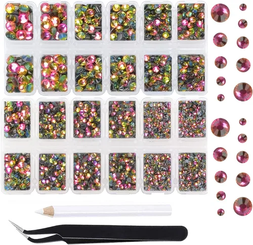 Miniatura 74 de Massive Beads 7800 vasos de hierro termoadhesivos con parte trasera plana, 5 tamaños, diamantes de imitación para hacer proyectos de bricolaje