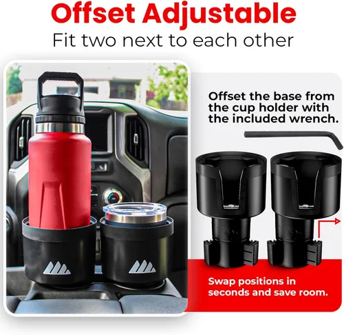 Miniatura 3 de [Mejorado] Integral Ultimate - Expansor de portavasos para automóvil, base ajustable, organizador y expansor para vehículos, compatible con tazas