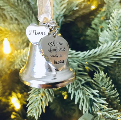 Miniatura 4 de Adorno de Navidad conmemorativo para papá y mamá por la pérdida de un ser querido Adorno de campana "Un pedazo de mi corazón" Recuerdo