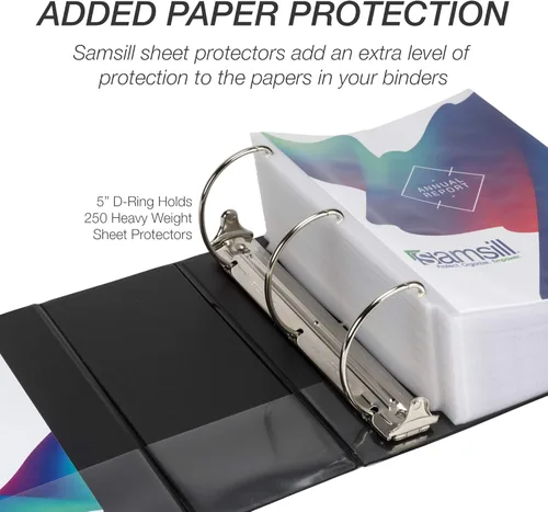 Miniatura 231 de Samsill - Carpeta duradera de 5 pulgadas, fabricada en los Estados Unidos, con anillos en D, transparente y personalizable, color blanco