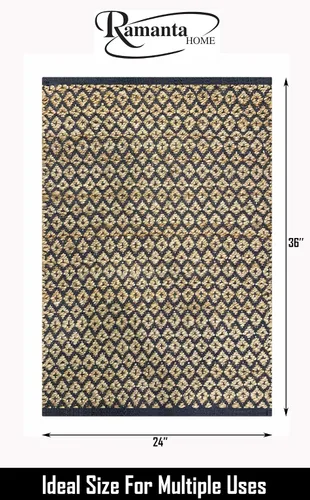 Miniatura 2 de Alfombra de algodón de yute de 2 x 3 pies (24 x 36 pulgadas), tejida a mano por expertos artesanos, para cualquier habitación de la decoración de tu