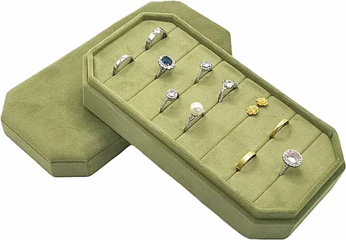 Miniatura 8 de Caja organizadora de anillos de terciopelo – Joyero para anillos y aretes, bandeja de joyería para anillos y anillos, vitrina para niñas y mujeres