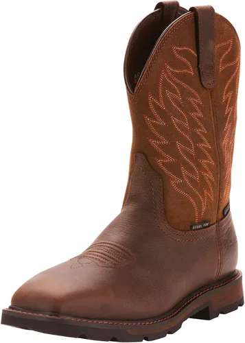 Miniatura 2 de ARIAT Botas de trabajo para hombre Groundbreaker con punta cuadrada ancha e impermeable con punta de acero Marrón oscuro