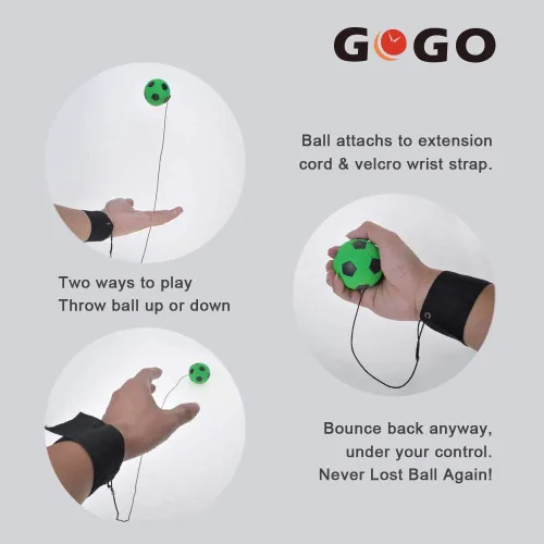 Miniatura 7 de GOGO Paquete de 6 bolas de goma con correa de muñeca y cuerda para ejercicio de dedos