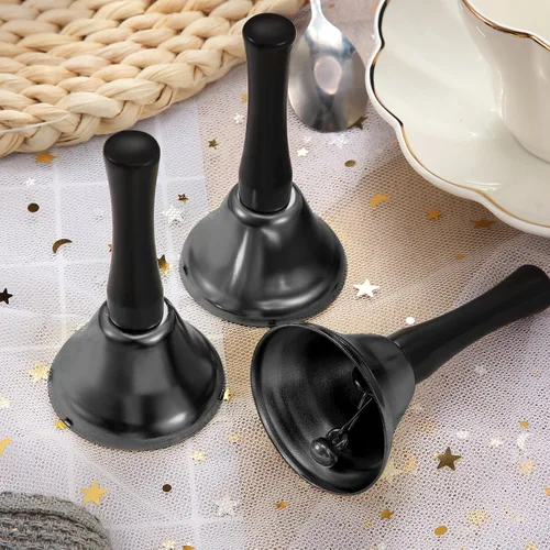 Miniatura 5 de Boao 24 campanas de mano de acero para servicio de acero con mango de madera negra, campanas de metal diatónico, percusión musical (negro)