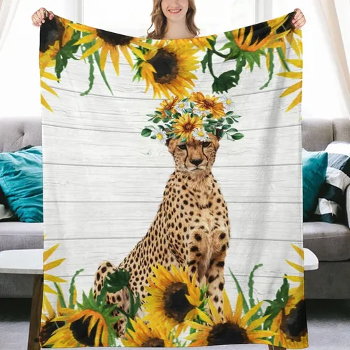 Miniatura 7 de Manta de guepardo para niños y adultos, suave, mullida y acogedora, 30 x 40 pulgadas, tamaño regazo, para sofá, oficina, color blanco, lindas mantas
