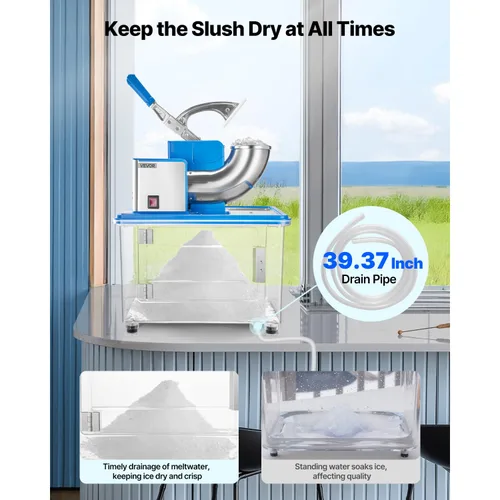 Miniatura 3 de VEVOR - Trituradora de hielo eléctrica comercial de 110 V, 661 libras/hora; certificación ETL, máquina eléctrica de granizado de 300 W, cuchillas