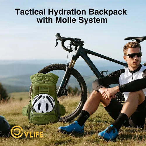 Miniatura 4 de CVLIFE Mochila táctica de hidratación con vejiga de agua de TPU de 3 L, mochila de senderismo de 22 L para hombres y mujeres, mochila de agua Molle
